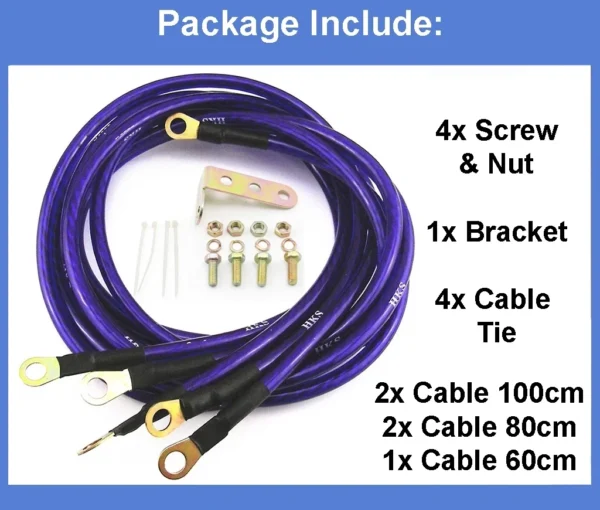 MDK GROUNDING WIRE KIT HKS EARTH CABLE Complete set with Screw Bracket Car Vehicle Lorry