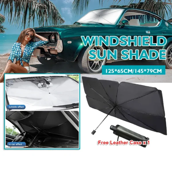 Ready Stock Universal Car Windshield Sun Shade Cover Car Sunshade Front Window Mount Umbrella Car Windshield Parasol UV Ray