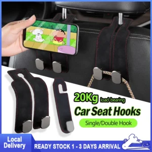 a861a9eb76c723ac61a3b4bc068d6029.jpg_.webp Car Seat Headrest Hook Leather Metal Hook Storage Hanger Car Back Seat Foldable Hidden Hook Universal Car Interior Accessories