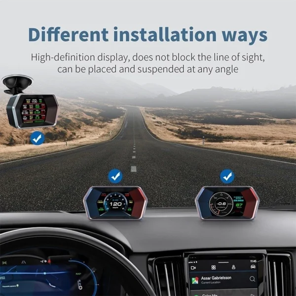 OTP-P17 Car HUD OBD OBD2 Meter Digital Projector head-up Monitor Auto GPS Turbo digital speedometer Gauge On-board
