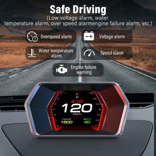 OTP-P17 Car HUD OBD OBD2 Meter Digital Projector head-up Monitor Auto GPS Turbo digital speedometer Gauge On-board